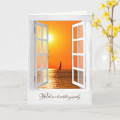 open wit venster met sympathie voor de zonneboot kaart (Gele Bloem)