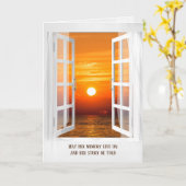 open wit venster met sympathie voor de zonsopgang kaart (Gele Bloem)