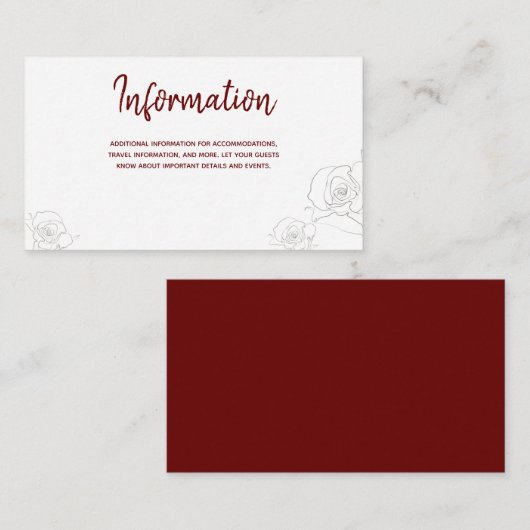 Open Witte Bourgogne Grijs Bloemen Informatie Informatiekaartje (Voorkant / Achterkant)