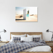 Open woestijndeur met tropische oase canvas afdruk (Insitu (Slaapkamer))