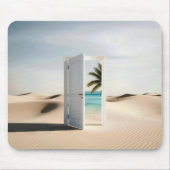 Open woestijndeur met tropische oase muismat (Voorkant)