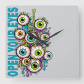 Open your eyes vierkante klok (Voorkant)