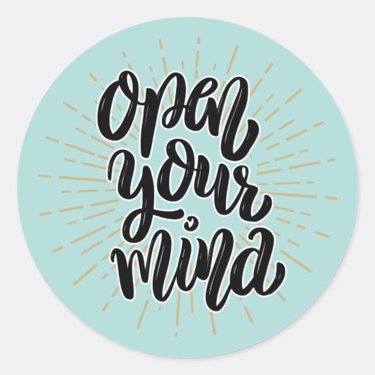 OPEN YOUR MIND SELF ESTEEM QUOTE BOHO RONDE STICKER (Voorkant)