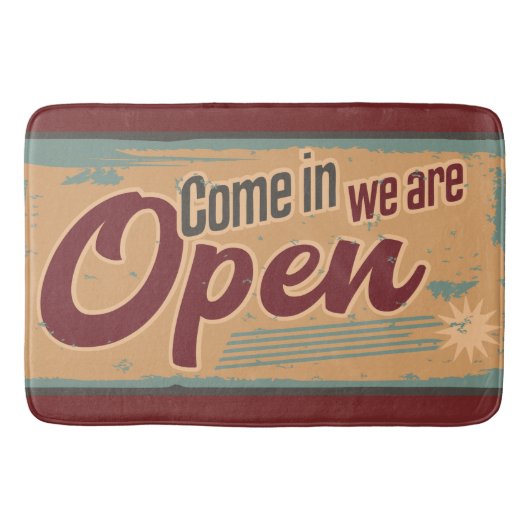 open zakenbord retro café garage red badmat (Voorkant)