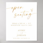 Open zitbord | Gouden folie effect trouwteken Poster (Voorkant)