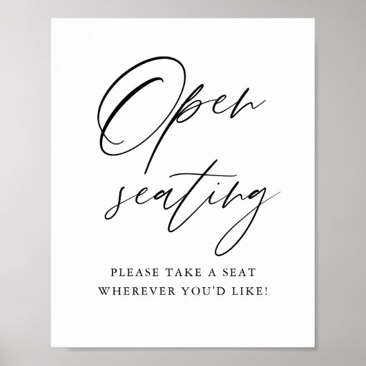 Open zitplaats bord afdrukbaar vind uw stoel poster (Voorkant)