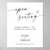 Open zitplaatsbord | Modern minimalistisch trouwbo Poster (Voorkant)