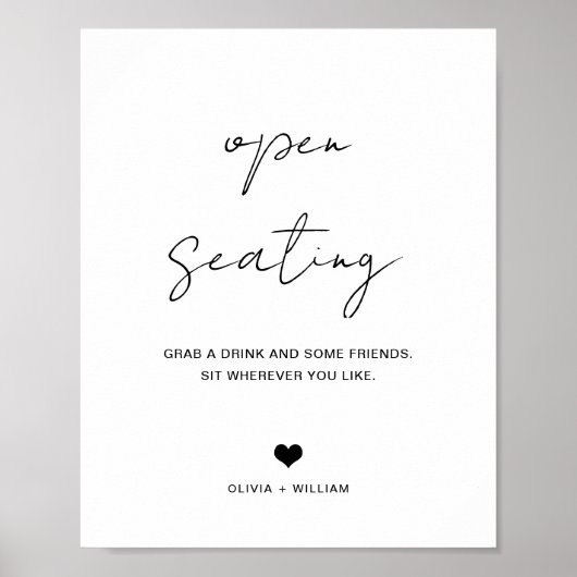 Open zitplaatsen minimalistisch bruiloft Baby show Poster (Voorkant)