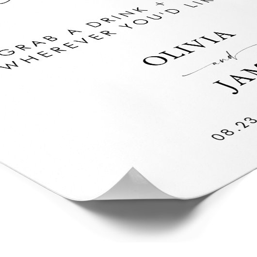 Open zitplaatsen Trouwbord, minimalistische open z Poster (Hoek)