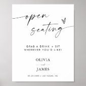 Open zitplaatsen Trouwbord, minimalistische open z Poster (Voorkant)