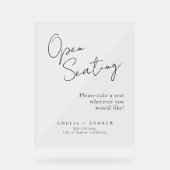 Open zitplaatsen trouwdag Elegante minimale script Acryl Bord (Voorkant)