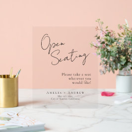 Open zitplaatsen trouwdag Elegante minimale script Acryl Bord