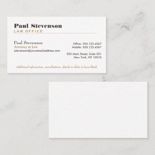 Openbaar aanklager bij de wet Premium Visitekaartj Visitekaartje (Voorkant / Achterkant)