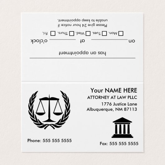 Openbaar aanklager bij Law White Visitekaartje (Buitenkant ongevouwen)