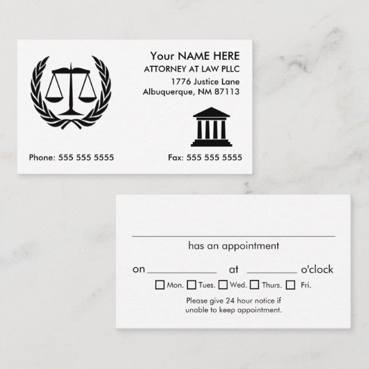 Openbaar aanklager bij Law White Visitekaartje (Voorkant / Achterkant)