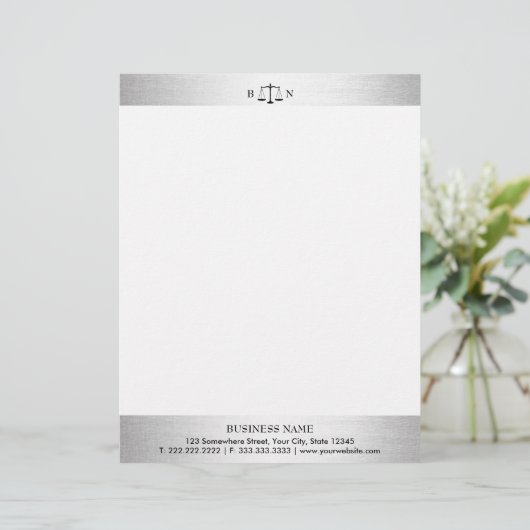 Openbaar aanklager bij wet Silver Border Law Scale Briefhoofd (Staand voorkant)