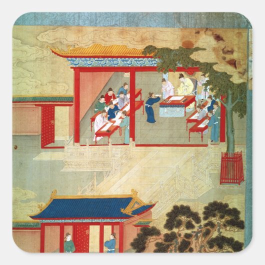 Openbaar dienstexamen onder keizer Jen Tsung Vierkante Sticker (Voorkant)