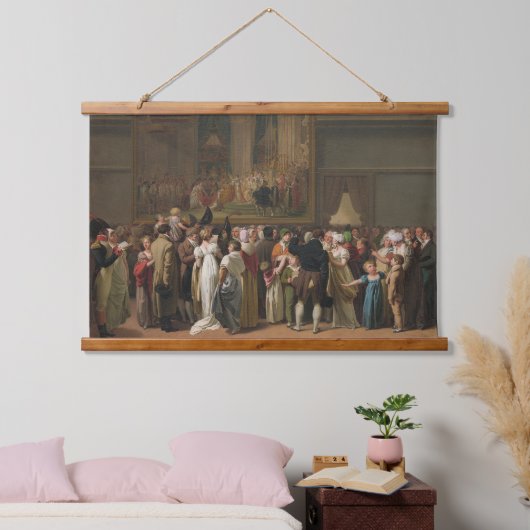 Openbaar kijkend David's "Coronation" in het Louvr Hangend Wandkleed (Slaapkamer)