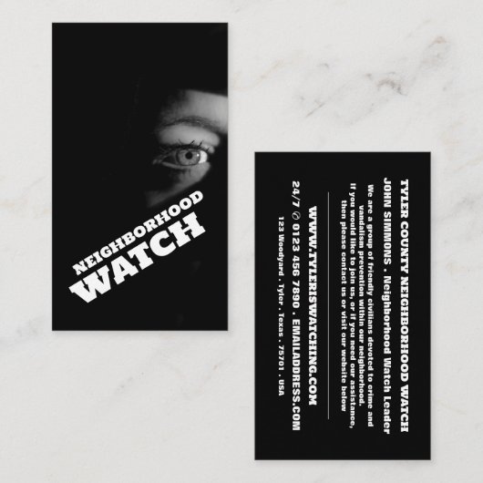 Openbaar Uitzicht, buurtgemeenschapswacht Visitekaartje (Voorkant / Achterkant)