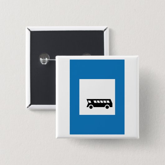 Openbaar vervoer bushalte teken stedelijk vervoer vierkante button 5,1 cm (Voorkant /achterkant)