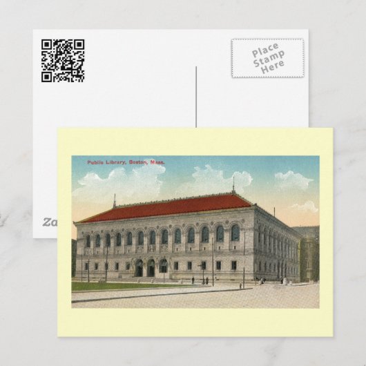 Openbare bibliotheek, Boston 1911  stijl Briefkaart (Voorkant / Achterkant)