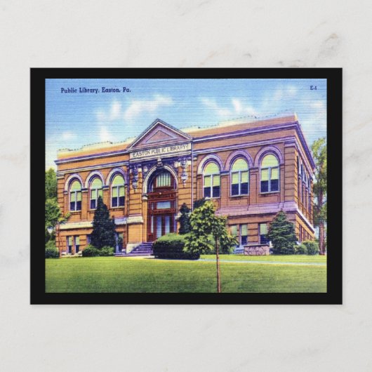 Openbare Bibliotheek, Easton, PA Vintage Briefkaart (Voorkant)