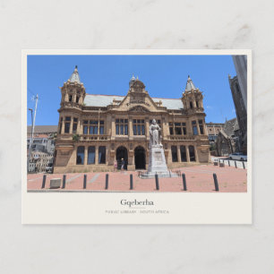 Openbare Bibliotheek Gqeberha en standbeeld van ko Briefkaart