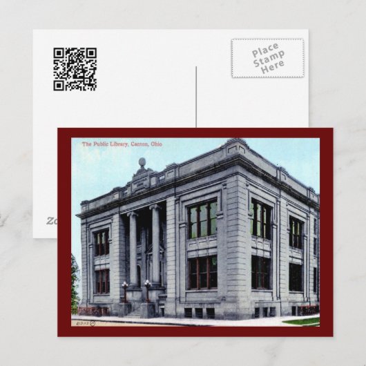 Openbare bibliotheek, kanton, Vintage Ohio Briefkaart (Voorkant / Achterkant)