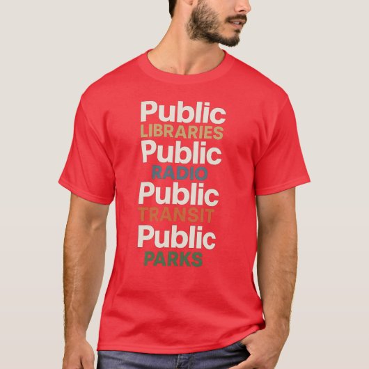 OPENBARE BIBLIOTHEKEN, RADIO, TRANSIT, PARKEN T-SHIRT (Voorkant)