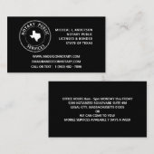 Openbare diensten van de notaris van Texas Visitekaartje (Voorkant / Achterkant)