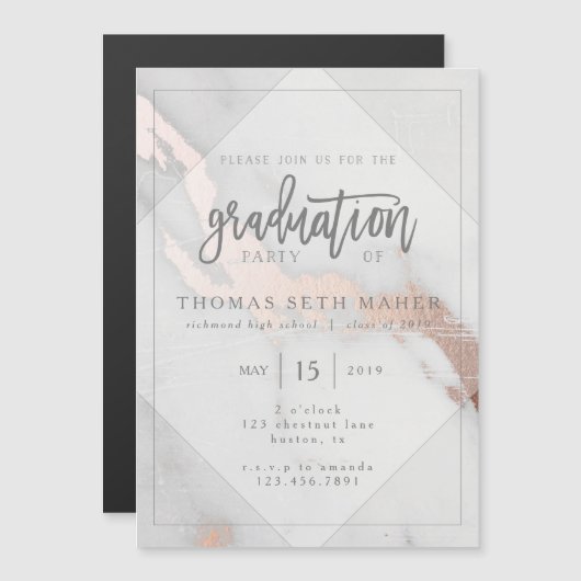 OPENBARE EN ROOS GOLD AFSTUDEREN INVITATIE (Voorkant / Achterkant)