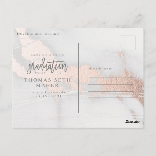 OPENBARE EN ROOS GOLD AFSTUDEREN INVITATIE BRIEFKAART (Achterkant)