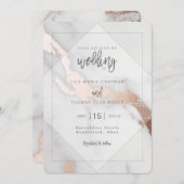 OPENBARE EN ROOS GOLD EFFECT WEDDING INVITATION KAART (Voorkant / Achterkant)