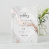 OPENBARE EN ROOS GOLD EFFECT WEDDING INVITATION KAART (Staand voorkant)