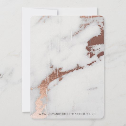 OPENBARE EN ROOS GOLD EFFECT WEDDING INVITATION KAART (Achterkant)