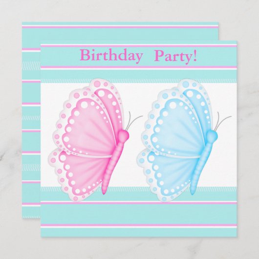 OPENBARE FLUTTER BIRTHDAY PARTIJ KAART (Voorkant / Achterkant)