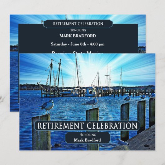 OPENBARE INVITATIE - MARINA - BLAUWE BLAUW KAART (Voorkant / Achterkant)