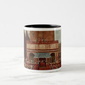 Openbare loterij in Loggetta, de Piazza San Tweekleurige Koffiemok (Center)