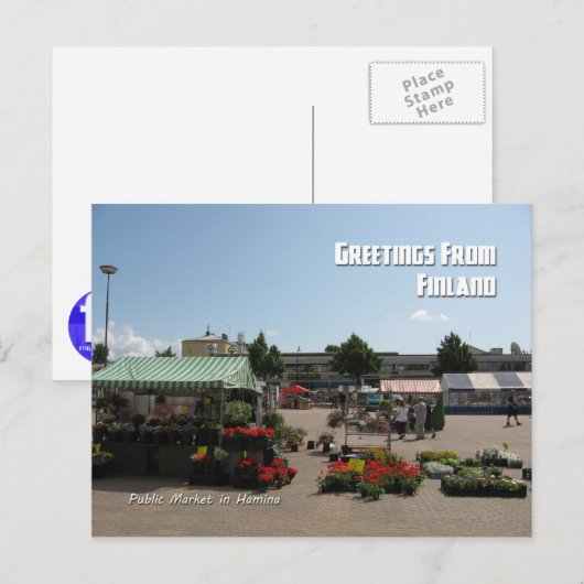 Openbare markt in Hamina, Finland Briefkaart (Voorkant / Achterkant)