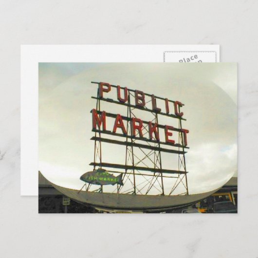 Openbare markt in Seattle, WA Fish Bowl Uitzicht Briefkaart (Voorkant / Achterkant)