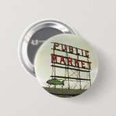 Openbare markt in Seattle, WA Fish Bowl Uitzicht Ronde Button 5,7 Cm (Voorkant /achterkant)