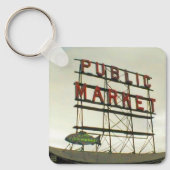 Openbare markt in Seattle, WA Fish Bowl Uitzicht Sleutelhanger (Voorkant)