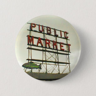 Openbare markt in Seattle, WA Ronde Button 5,7 Cm