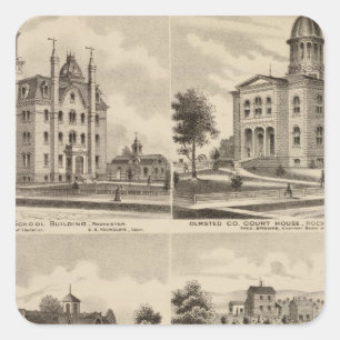 Openbare School, Court House, Minnesota Vierkante Sticker