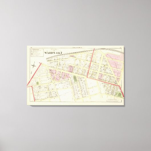 Openbare school St Johns Katholieke Kerk Atlas Map Canvas Afdruk (Voorkant)