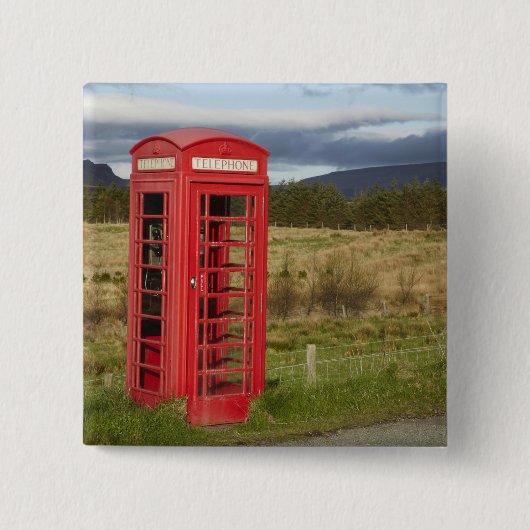 Openbare telefooncel, Ellishadder, bij Staffin, Vierkante Button 5,1 Cm (Voorkant)