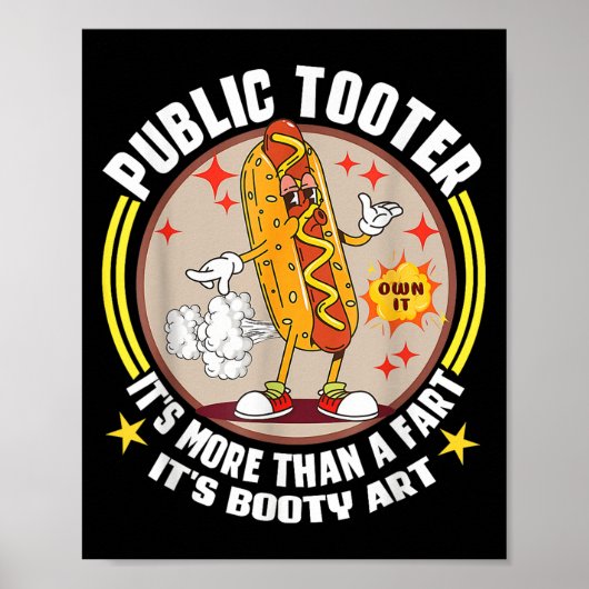 Openbare Toter Grappige hotdog Fart Joke Booty Art Poster (Voorkant)