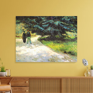 Openbare tuin met stel door Vincent van Gogh Canvas Afdruk