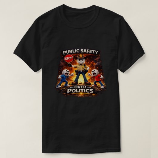 Openbare Veiligheid Boven Politiek (3) T-shirt (Design voorkant)