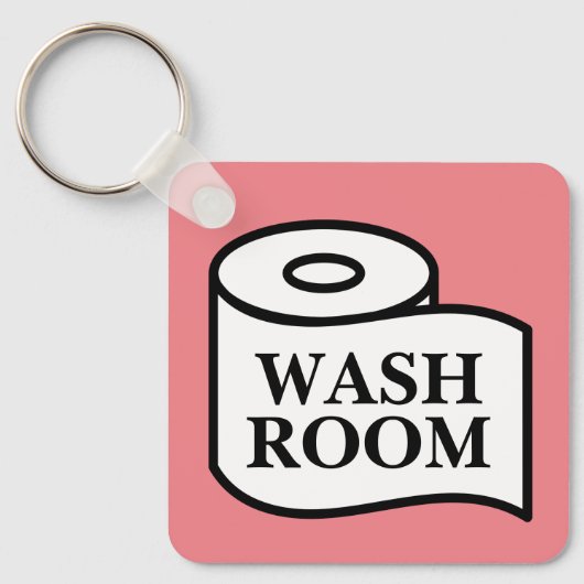 Openbare wasruimte wc-papierrol symbool vierkant sleutelhanger (Voorkant)